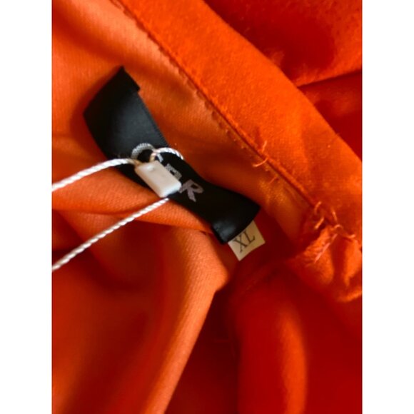 Orange Ruffle Dress XL Sexy Retro Pinup Stretch Classic Glamour Feminine Party - Picture 5 of 8